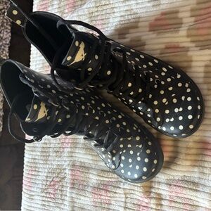 Rocket Dog Black and White Polka Dot Rain Boots